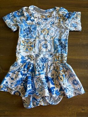 Posh Peanut Paola Dress One Piece Ruffle Skirt Jumpsuit 3-6 Months Baby Blue